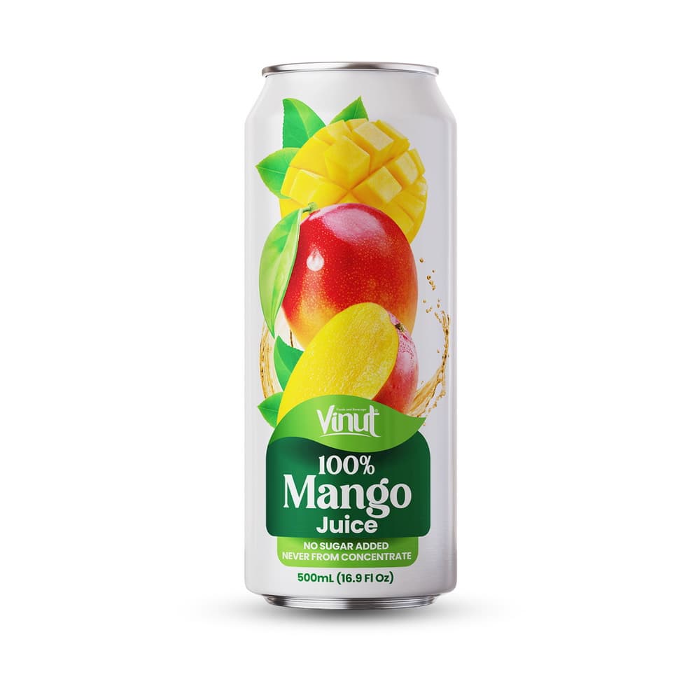 Vinut 100% Mango Juice, No Sugar Added, Never From Concentrate, Slim Can, 16.9 fl oz 500 mL