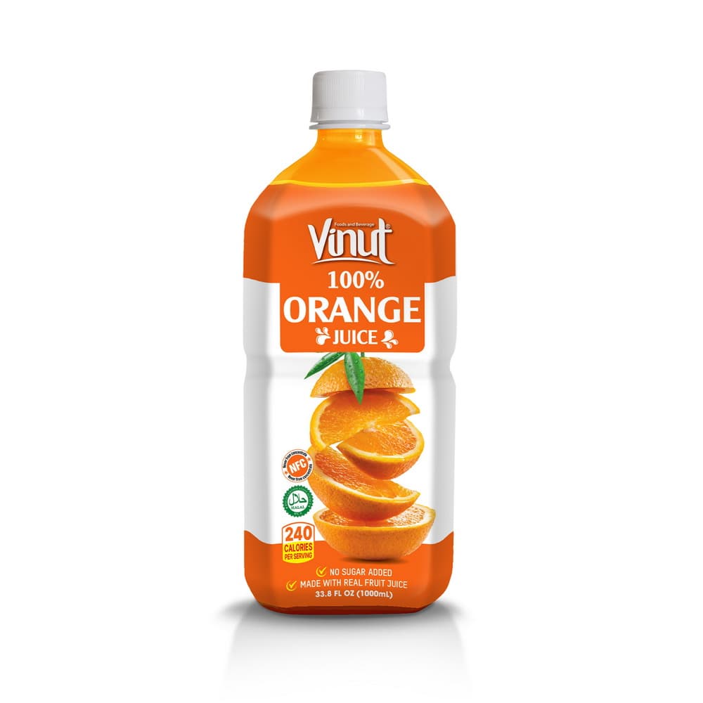 VINUT 100% Orange Juice, No Added Sugar, 33.8 fl oz (1,000 mL) PET Bottle