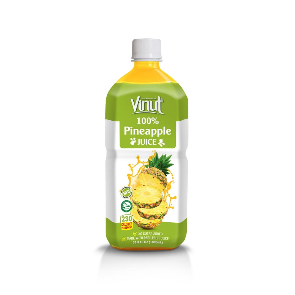 VINUT 100 % Ananassaft ohne Zuckerzusatz, 33,8 fl oz (1.000 mL) PET-Flasche