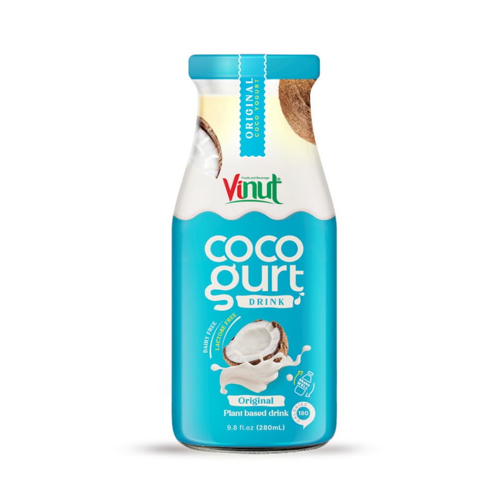 VINUT Pflanzliches Cocogurt Getränk Original, 280 mL Glasflasche