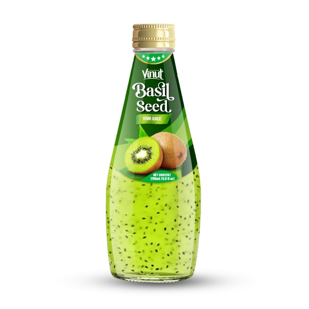 Vinut Kiwi Basil Seed Juice, Glass Bottle, 9.8 fl oz (290 mL)