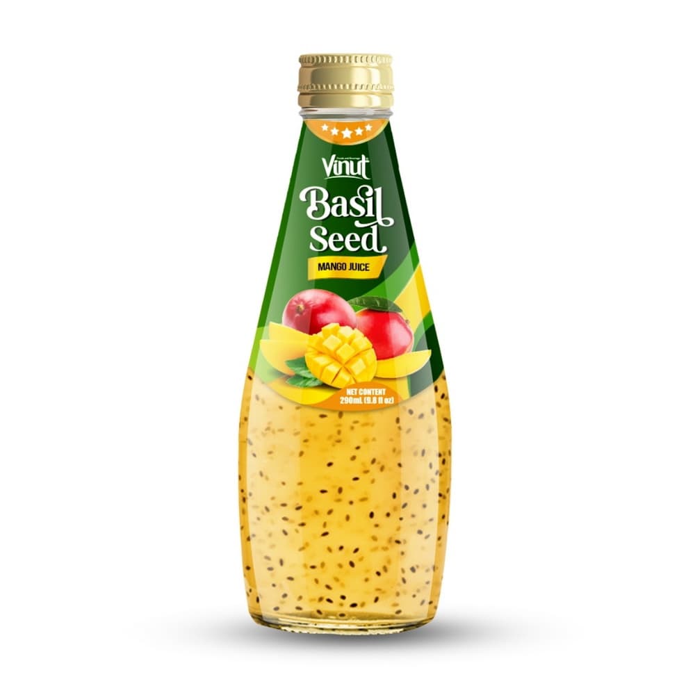 Vinut Mango Basil Seed Juice, Glass Bottle, 9.8 fl oz (290 mL)