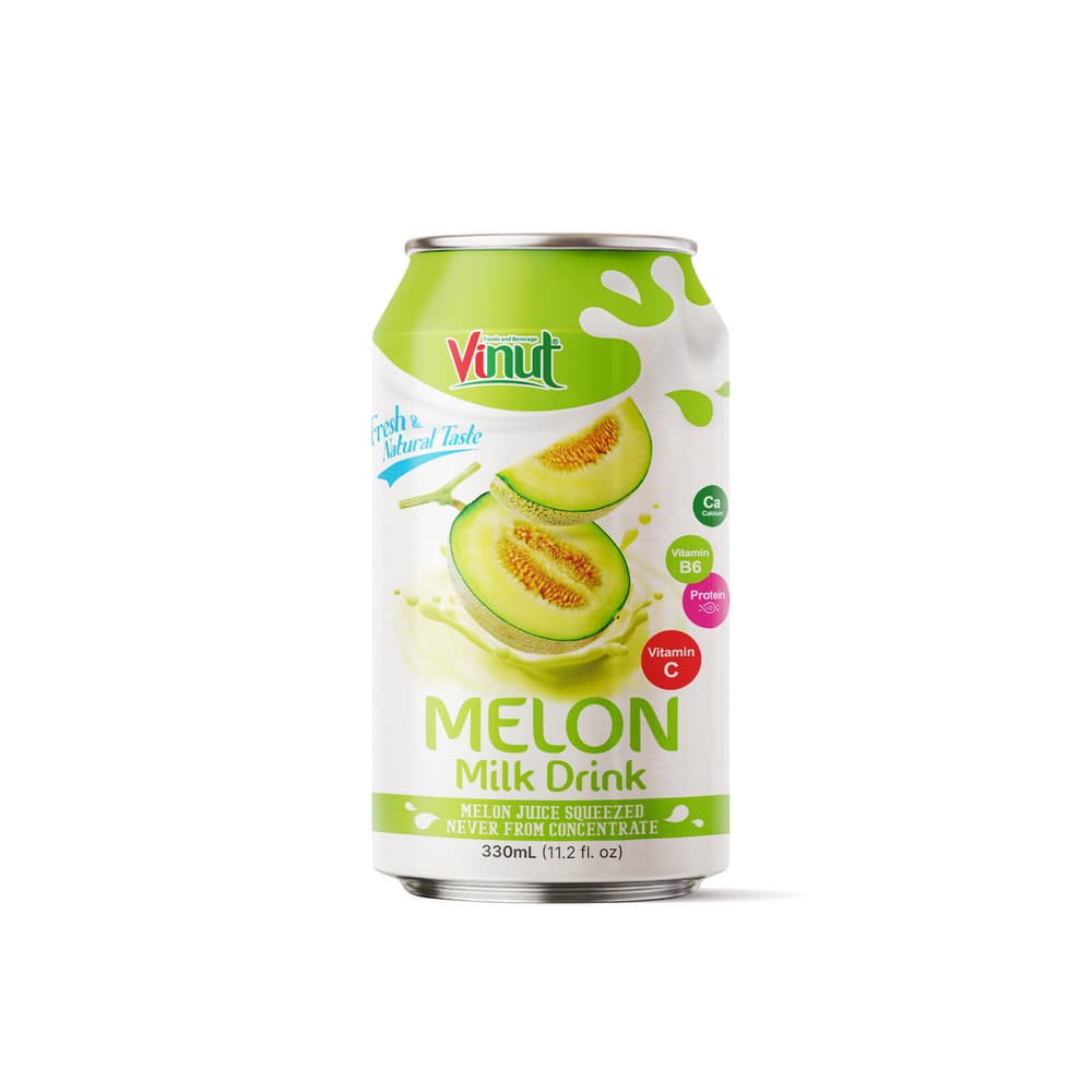 Vinut Melon Milk Drink, Fresh & Natural Taste, Melon Juice Squeezed Never From Concentrate, Can, 11.2 fl oz (330 mL)
