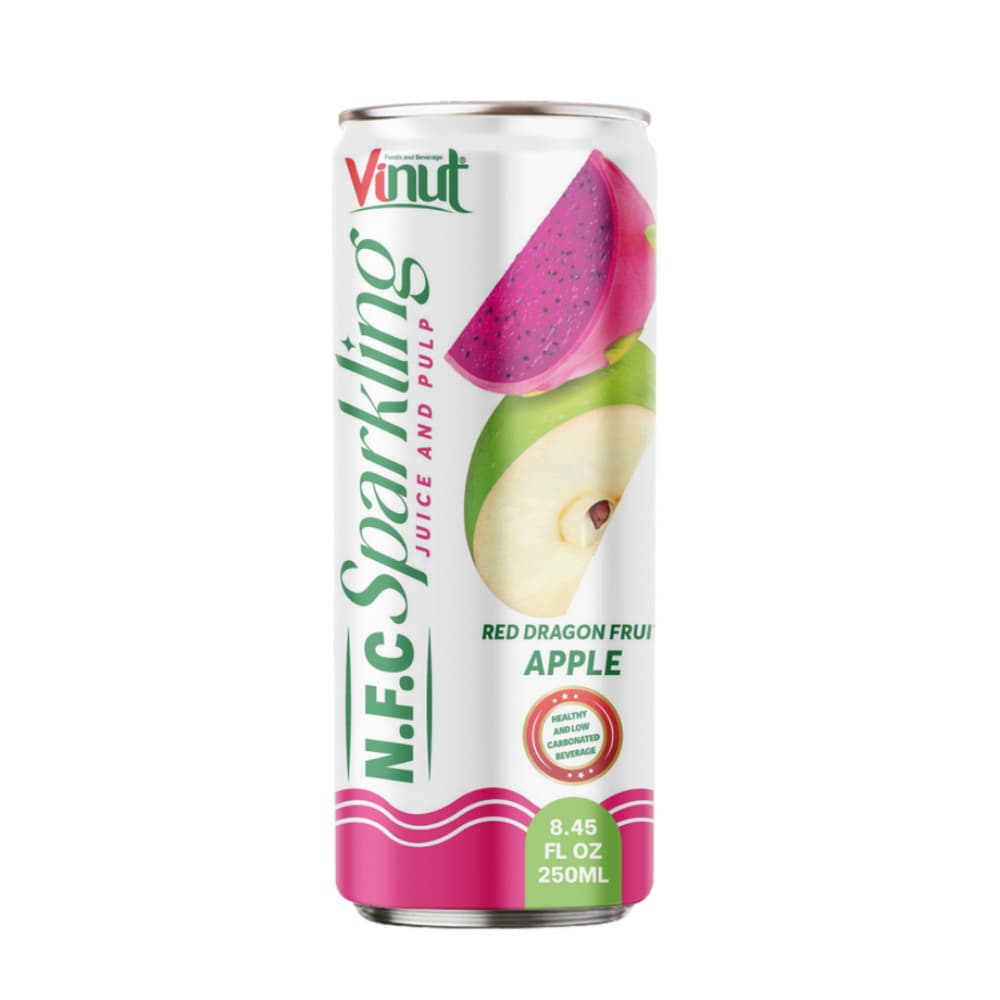 VINUT Prickelndes Saftgetränk Rote Drachenfrucht-Apfel mit Fruchtfleisch, nicht aus Konzentrat, 250 mL