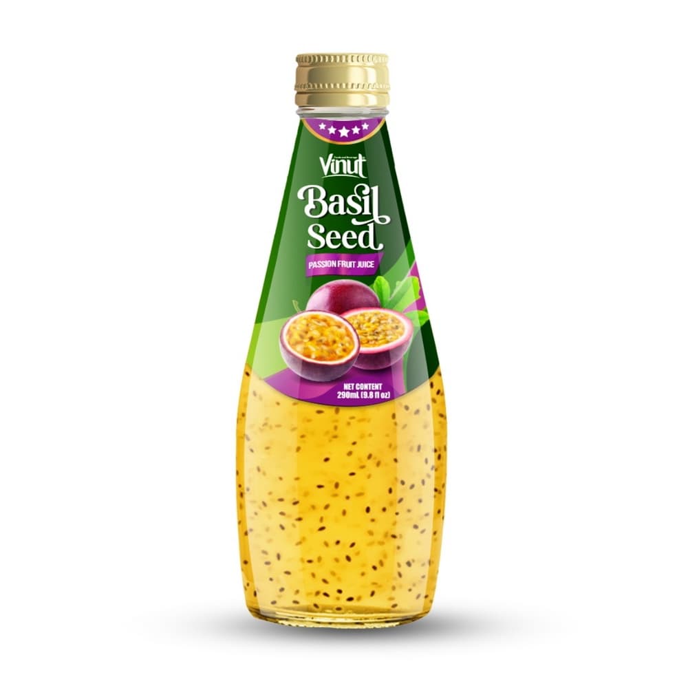 Vinut Passion Fruit Basil Seed Juice, Glass Bottle, 9.8 fl oz (290 mL)